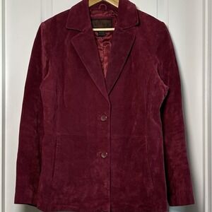 Siena G-III Apparel Genuine Suede Leather Burgundy Wine Blazer Old Money Style
